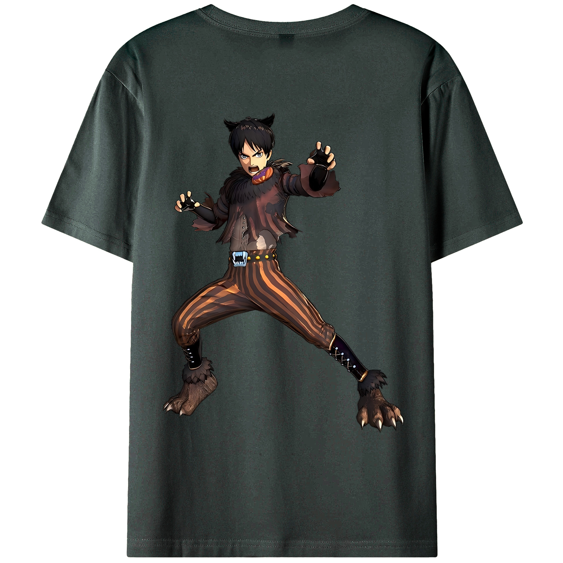 （画像用） 進撃の巨人 エレン･イェーガー Attack on Titan Eren Jäger 綿100％ メンズ半袖Tシャツ（バックプリント） 通気性